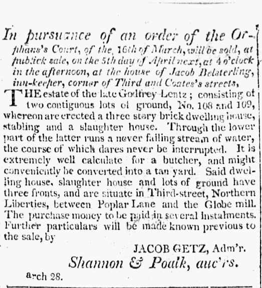 godfrey estate sale 4 4 1804 US Gazette.gif (59K)